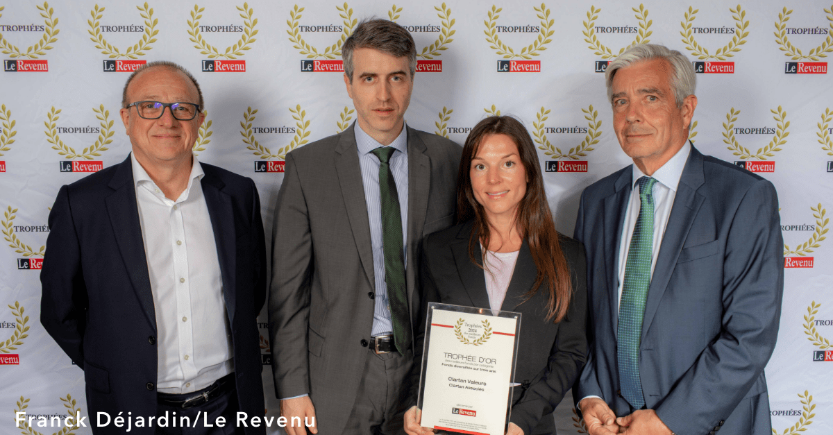 Trophée d’Or : Clartan Valeurs élu meilleur fonds diversifié sur 3 ans lors du Palmarès des Trophées du Revenu 2024