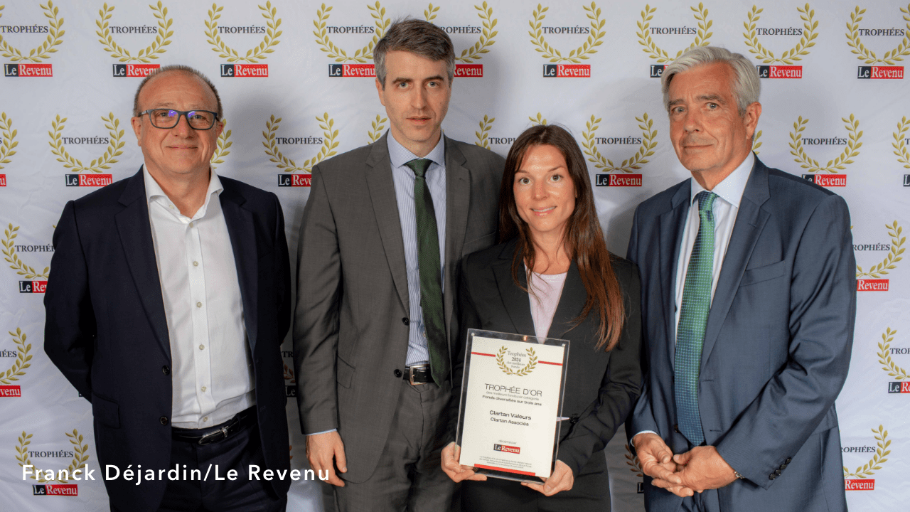 Trophée d’Or : Clartan Valeurs élu meilleur fonds diversifié sur 3 ans lors du Palmarès des Trophées du Revenu 2024